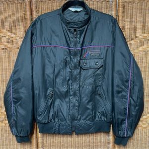 VTG BF Goodrich Satin Bomber Jacket Style Black Medium